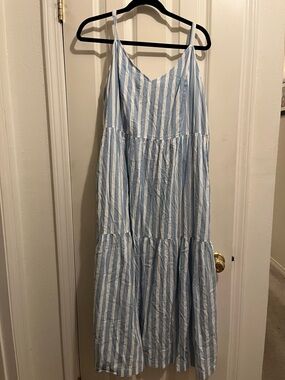 Old Navy XL Blue and White Striped Cami Maxi Dress